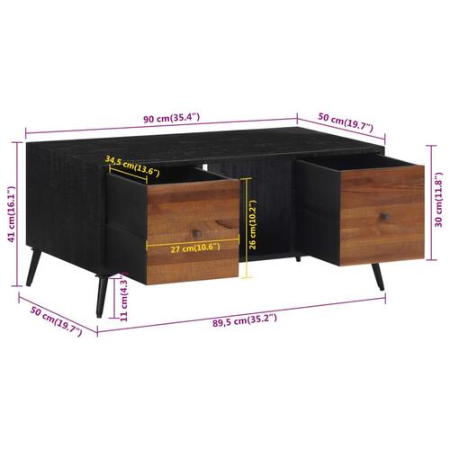 Sofabord 90x50x41 cm massivt genbrugsteak