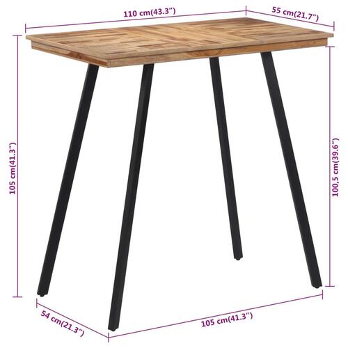Barbord 110x55x105 cm massivt teaktræ