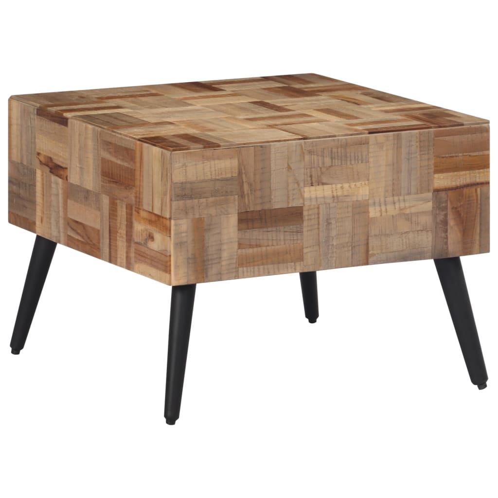Sofabord 55x55x40 cm massivt genbrugsteak grå