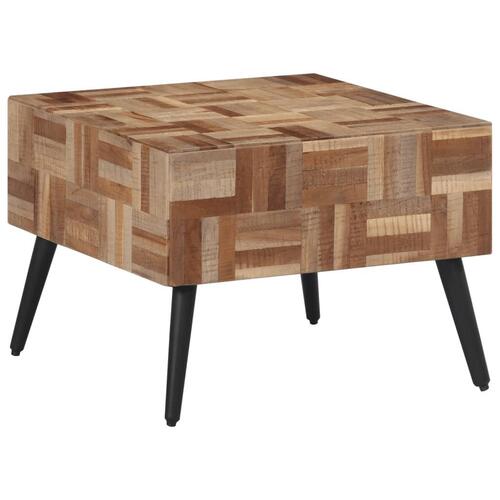 Sofabord 55x55x40 cm massivt genbrugsteak grå
