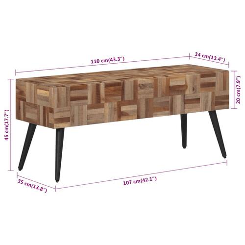Bænk 110x35x45 cm massivt genbrugsteak