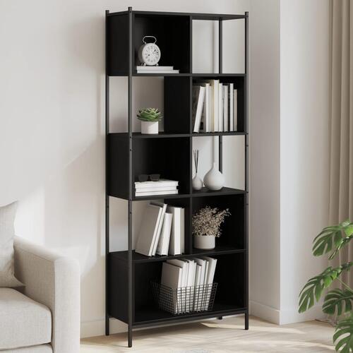 Bogreol 72x28x172 cm konstrueret træ sort