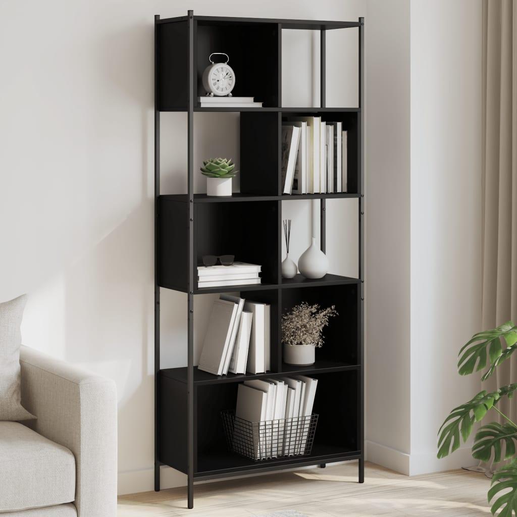Bogreol 72x28x172 cm konstrueret træ sort