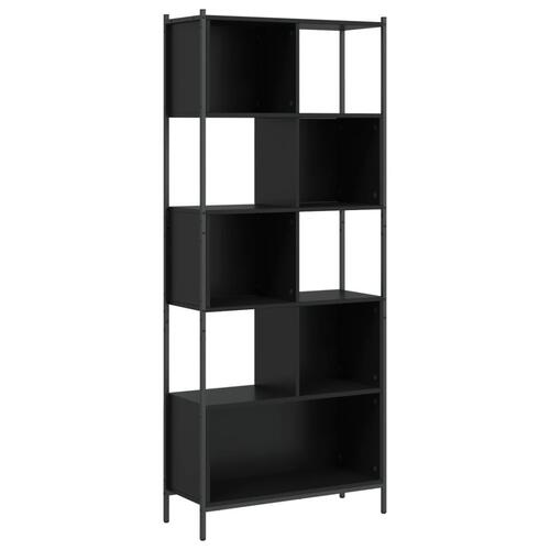 Bogreol 72x28x172 cm konstrueret træ sort