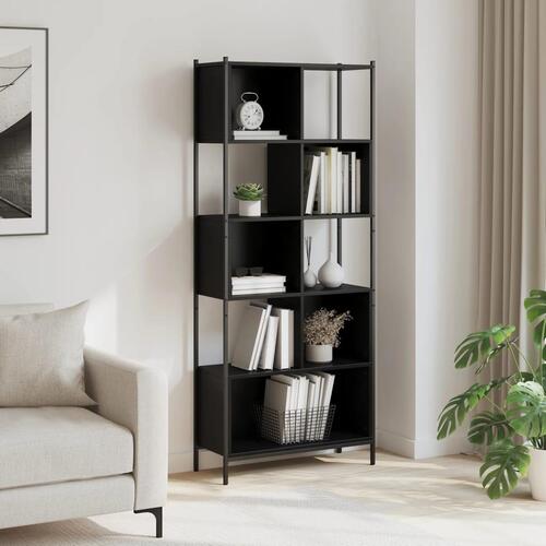 Bogreol 72x28x172 cm konstrueret træ sort