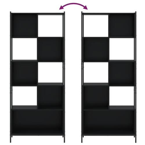 Bogreol 72x28x172 cm konstrueret træ sort