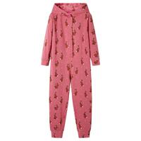 Onesie med hætte til børn str. 104 gammelrosa