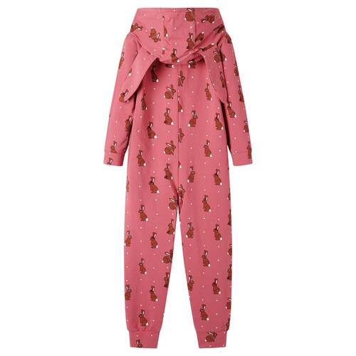 Onesie med hætte til børn str. 104 gammelrosa