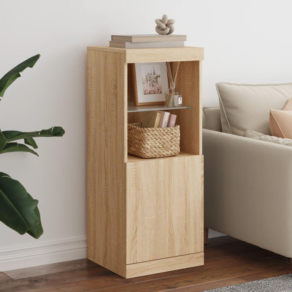 Skænk med LED-lys 41x37x100 cm sonoma-eg billede