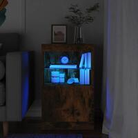 Skænk med LED-lys 41x37x67 cm røget egetræsfarve