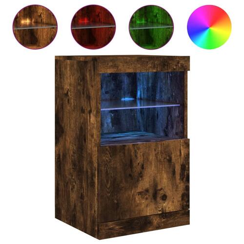 Skænk med LED-lys 41x37x67 cm røget egetræsfarve