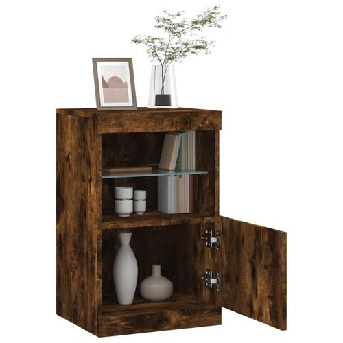 Skænk med LED-lys 41x37x67 cm røget egetræsfarve