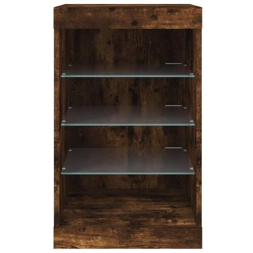 Skænk med LED-lys 41x37x67 cm røget egetræsfarve