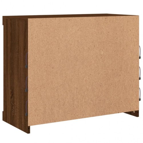 Skænk med LED-lys 81x37x67 cm brun egetræsfarve
