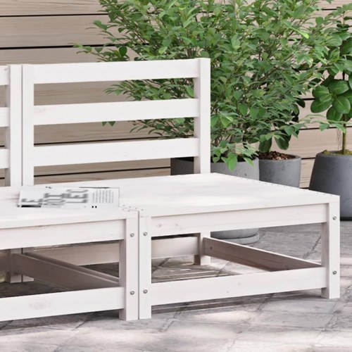 Sofamodul til havesofa 70×70×67 cm uden armlæn - massivt fyr, hvid