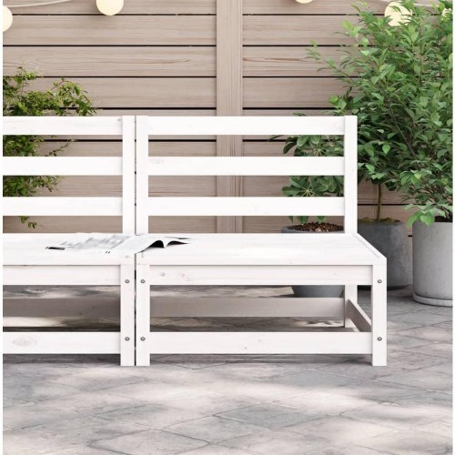 Sofamodul til havesofa 70×70×67 cm uden armlæn - massivt fyr, hvid