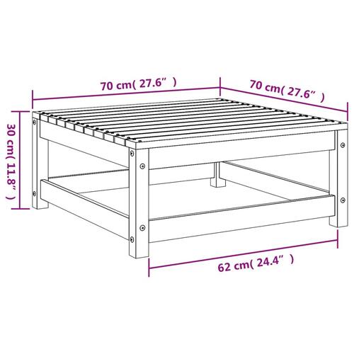 Haveskammel 70x70x30 cm massivt fyrretræ hvid