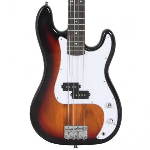 Elektrisk basguitar til begyndere med taske 4/4 46" - gradueret sort/brun/hvid