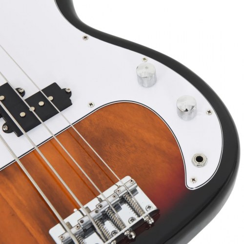 Elektrisk basguitar til begyndere med taske 4/4 46" - gradueret sort/brun/hvid