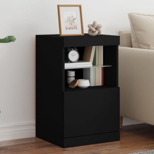 Skænk med LED-lys 41x37x67 cm sort