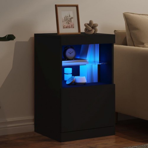 Skænk med LED-lys 41x37x67 cm sort
