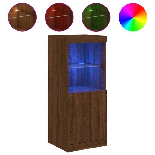 Skænk med LED-lys 41x37x100 cm røget egetræsfarve