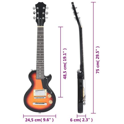 Elektrisk guitar til børn inkl. taske 3/4 30" brun og sort