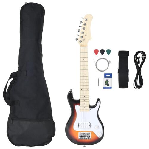 Elektrisk guitar til børn inkl. taske 3/4 30" brun og hvid