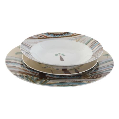 Spisestel Home ESPRIT Beige Multifarvet Porcelæn 18 Dele 27 x 27 x 2 cm