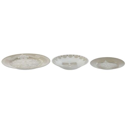 Spisestel Home ESPRIT Blå Beige Porcelæn 18 Dele 27 x 27 x 2 cm
