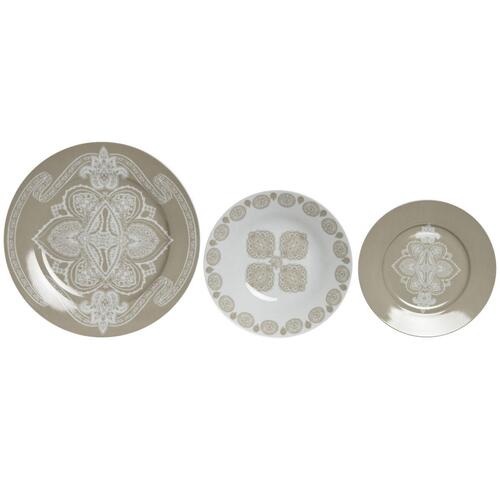 Spisestel Home ESPRIT Blå Beige Porcelæn 18 Dele 27 x 27 x 2 cm