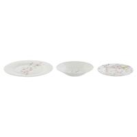 Spisestel Home ESPRIT Hvid Grøn Pink Porcelæn 18 Dele 27 x 27 x 2 cm