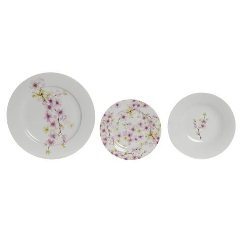 Spisestel Home ESPRIT Hvid Grøn Pink Porcelæn 18 Dele 27 x 27 x 2 cm