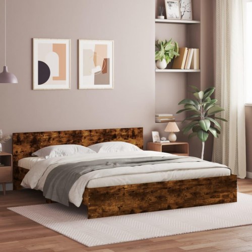 Sengeramme med sengegavl 160 x 200 cm - røget egetræsfarve