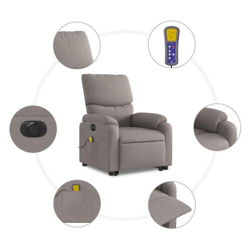Elektrisk massagestol med løftefunktion stof gråbrun