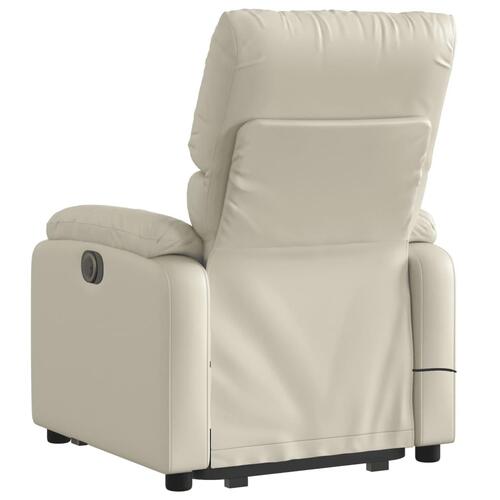 Løftestol med massagefunktion kunstlæder cremefarvet