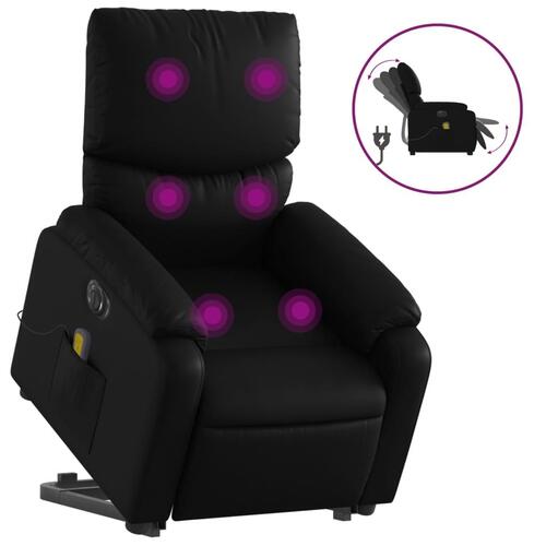 Massagestol med løftefunktion kunstlæder sort