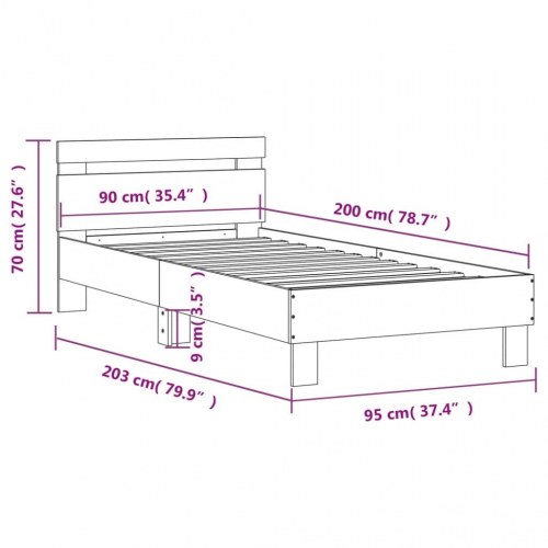 Sengeramme med sengegavl 90x200 cm - sonoma-eg, uden madras