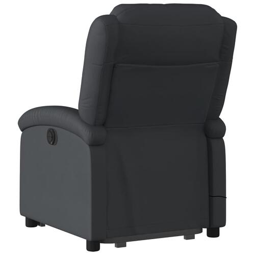 Massagestol med løftefunktion ægte læder sort