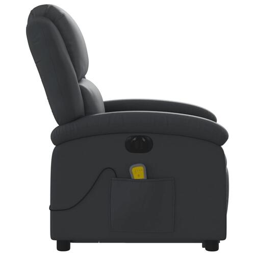 Massagestol med løftefunktion ægte læder sort