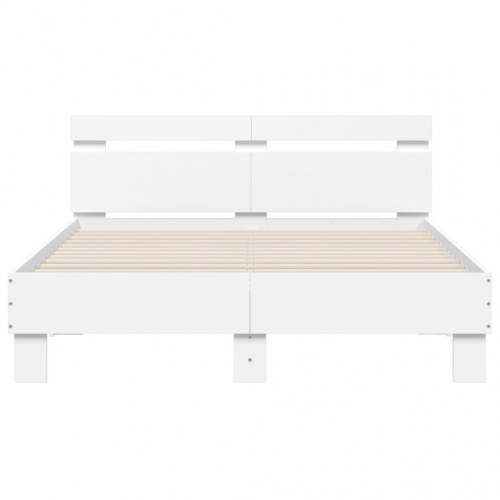 Sengeramme med sengegavl 120×200 cm - konstrueret træ, hvid