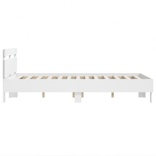 Sengeramme med sengegavl 120×200 cm - konstrueret træ, hvid