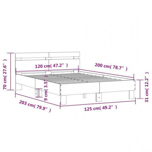 Sengeramme med sengegavl 120×200 cm - konstrueret træ, hvid