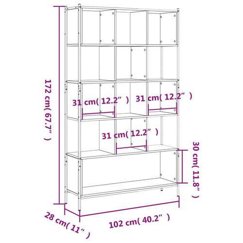 Bogreol 102x28x172 cm konstrueret træ sonoma-eg