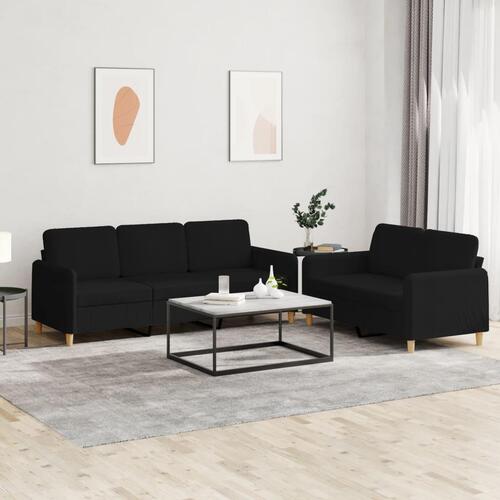 2 personers sofa med hynder stof sort