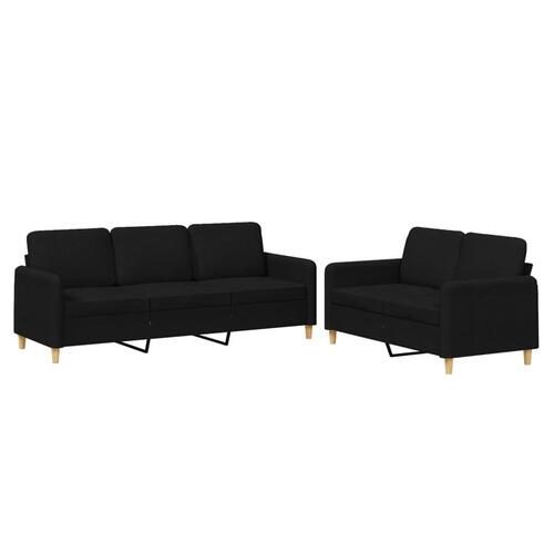 2 personers sofa med hynder stof sort