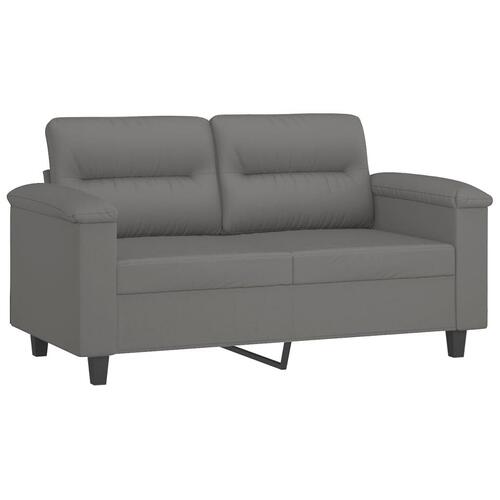 2 personers sofa med hynder mikrofiberstof mørkegrå