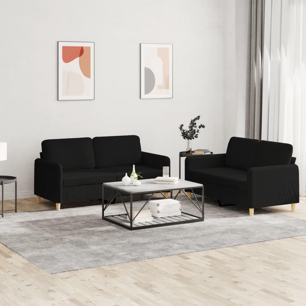 2 personers sofa med hynder stof sort