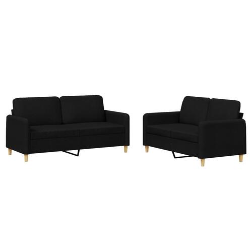 2 personers sofa med hynder stof sort