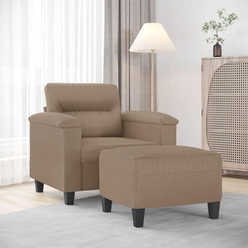 Sofastol med fodskammel 60 cm kunstlæder Cappuccino